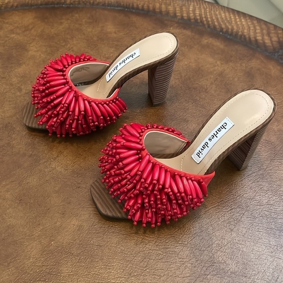 Charles David Women's Red Hottie Block Heel Sandals Size 6 M NEW WITHOUT BOX - Picture 4 of 6